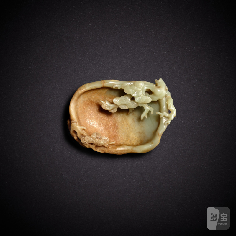 A yellow jade 'pine' washer, Qing dynasty, 18th - 19th century | 清十八至十九世紀 黃玉松樹紋洗